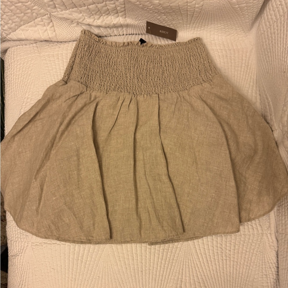 NWT J. Crew Smocked-waist linen mini skirt XS
